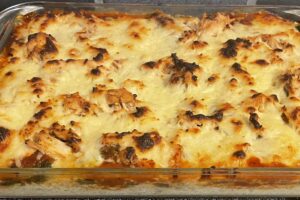 Chicken and Spinach ricotta bake in oven safe pan.